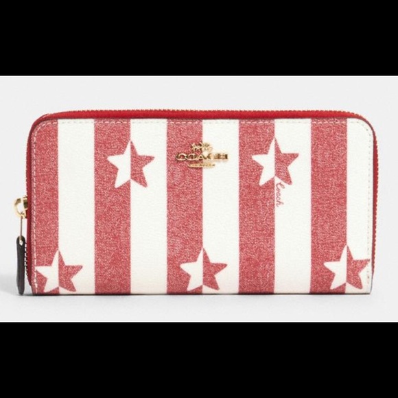 New Coach Satchel Red And White Stars And Stripes - Picture 3 of 8